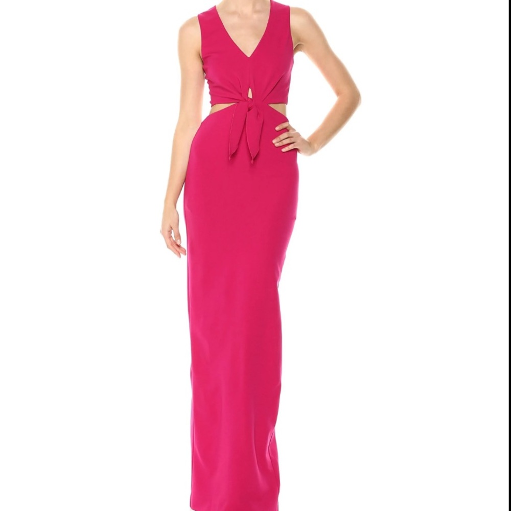 Nicole Miller Artelier FUCHSIA Structured Heavy Jersey Tie Front Gown, US 10